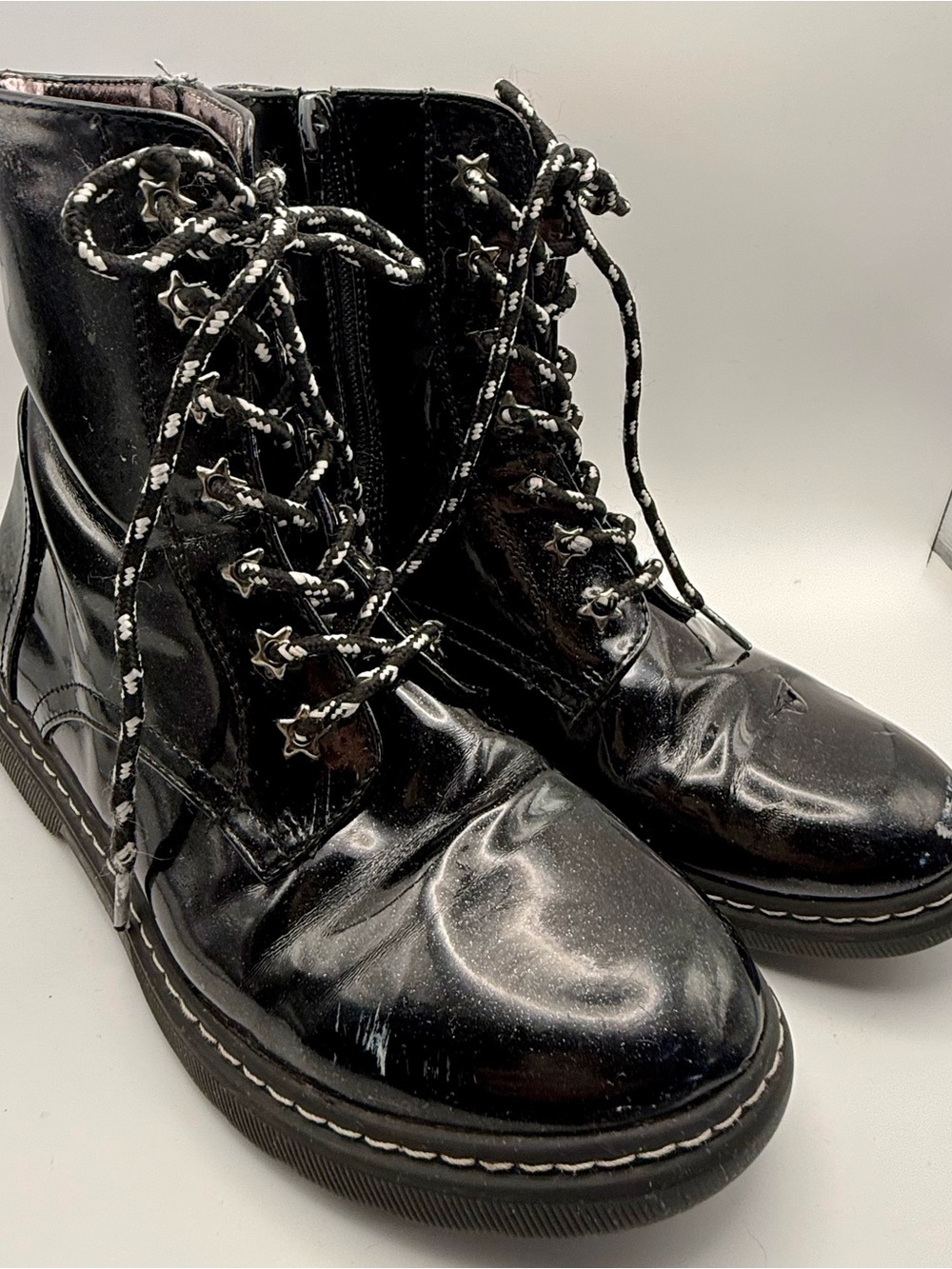 Black Kids  Lace-Up Combat Boots